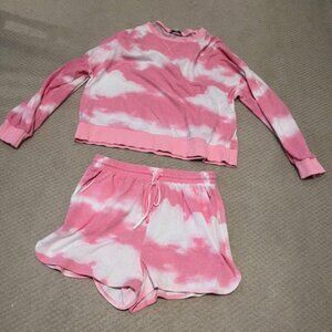 Pink Tie Dye Sweat Short Set